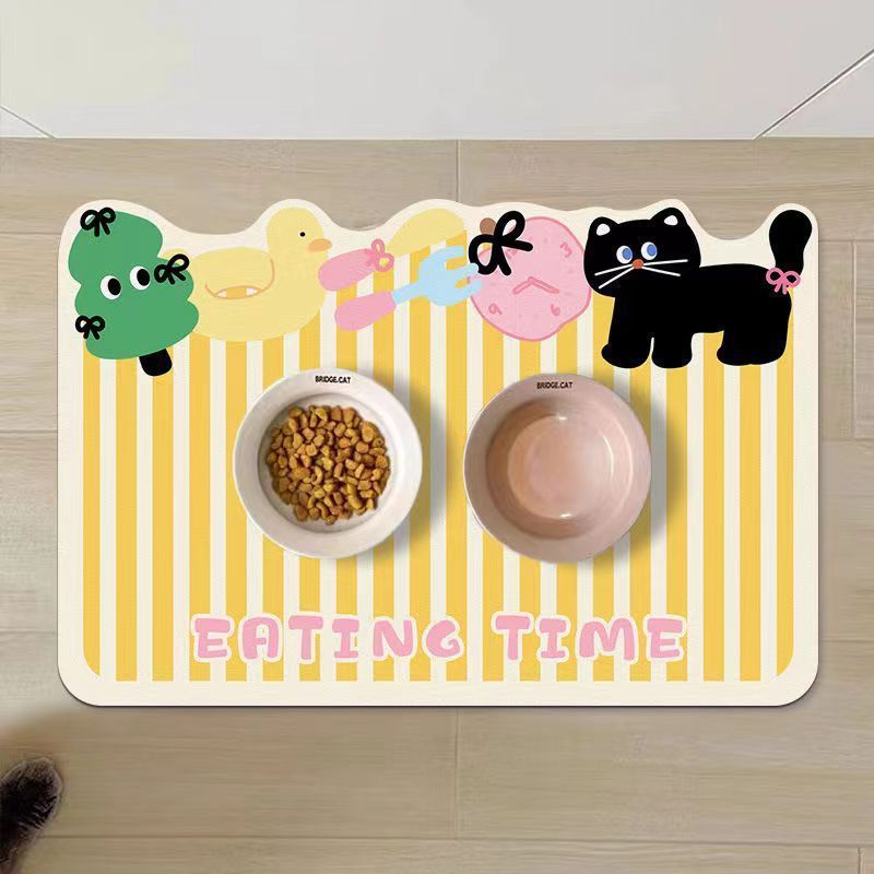 Large Pet Feeding Mat - Absorbent Mat for Food and Water Bowl -No Stains Quick Dry for Messy Drinkers